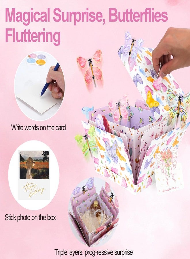 JIABEIUS Flying Butterfly Explosion Gift Box, Pop Out Surprise Gift Box with Card, DIY Exploding Fantasy Boxes for Mother's Day, Graduation, Birthdays, Wedding, Christmas - Image 3